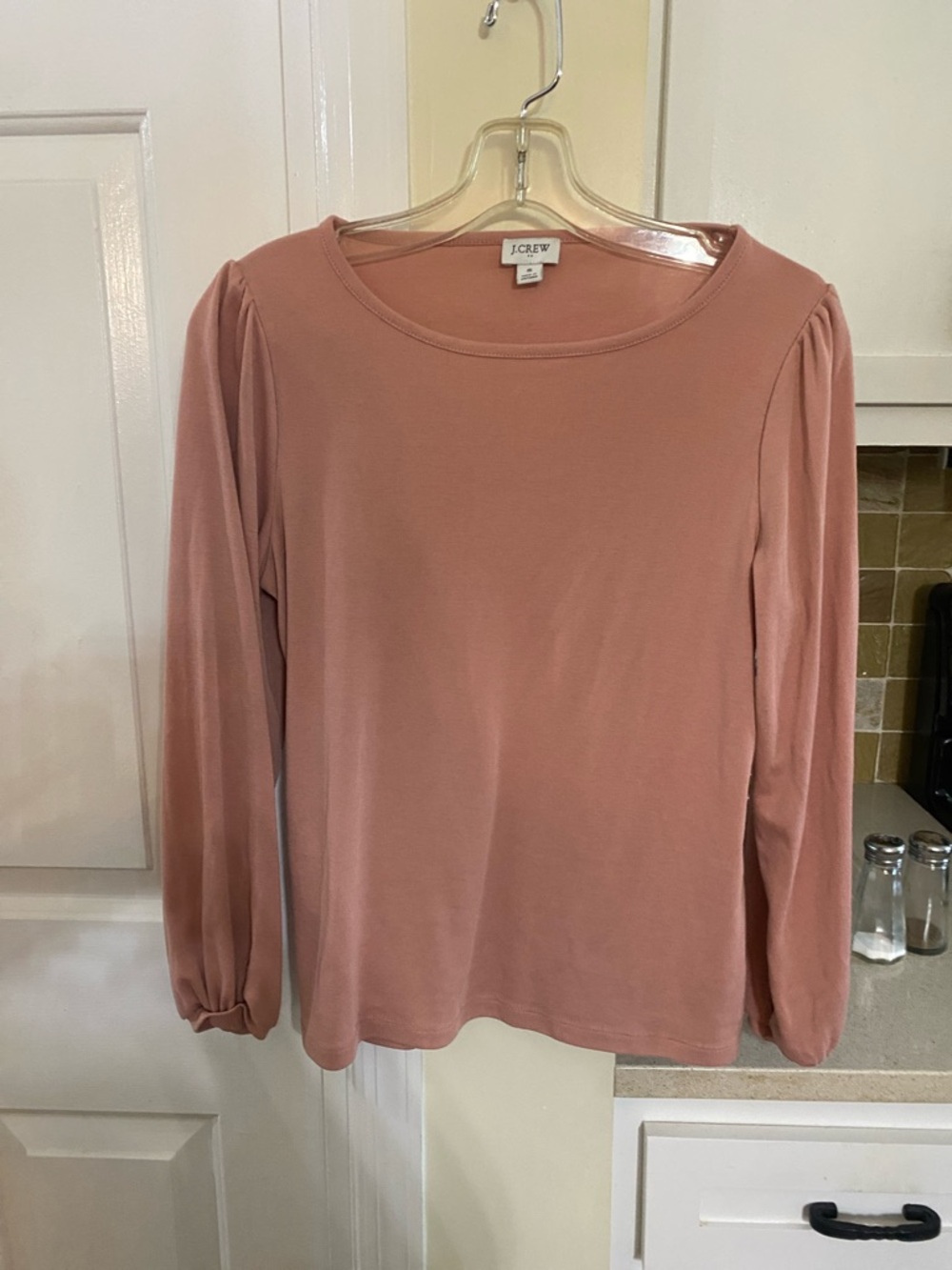 J. Crew Long Sleeve Scoop Neck Top in Dusty Rose